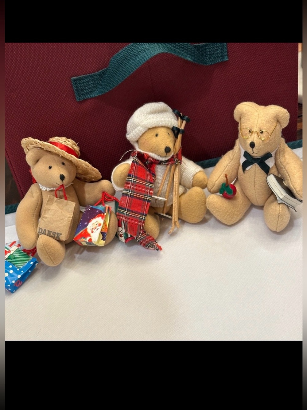 Vintage Dansk Teddy Bear Christmas Ornaments Lot Scandinavian Felt Bears Set